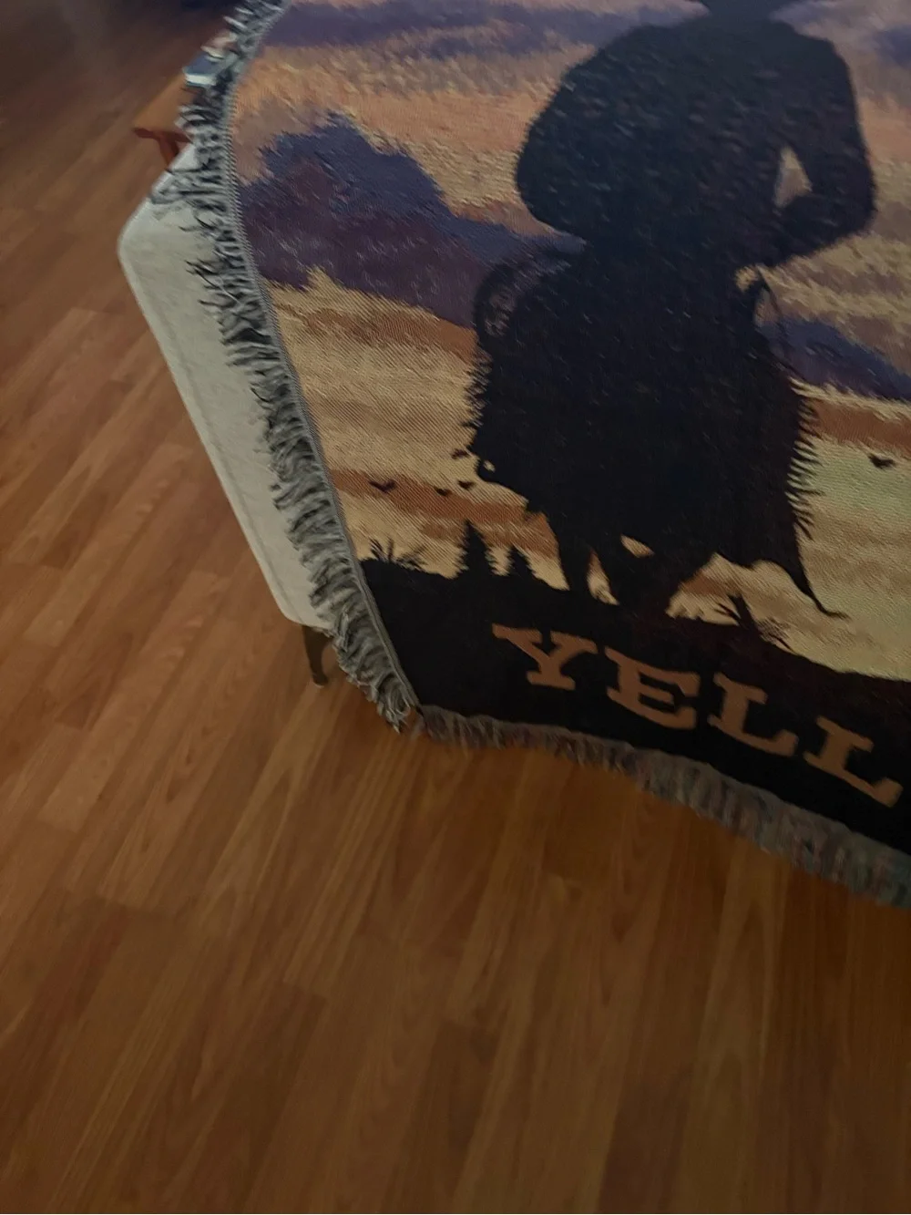 Yellowstone Cowboy Silhouette Woven Throw Blanket - Sunset Colors